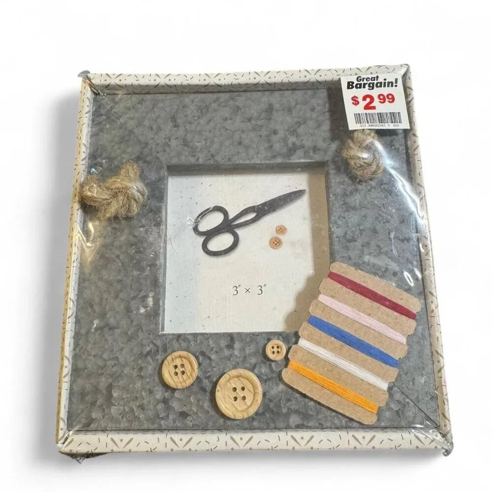 VTG 3x3 Sewing Decor Picture Frame Craft Room Novelty Nostalgic Grandmacore